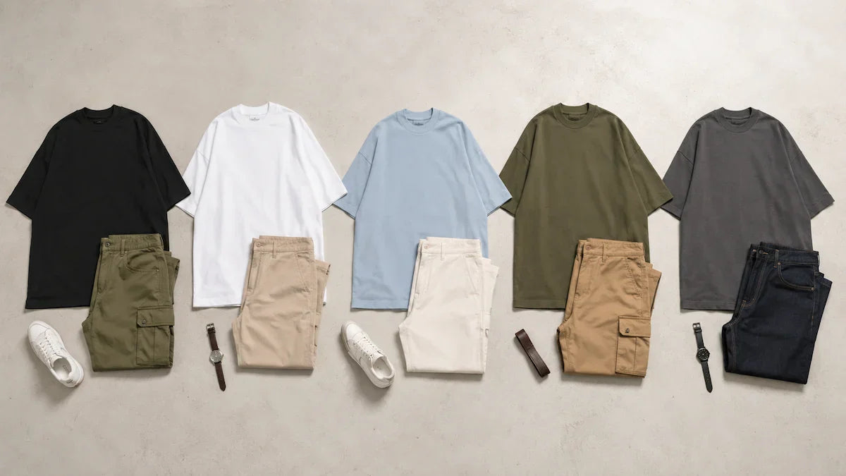 5 colour combinations that always work with oversized T-shirts — minimal streetwear India guide by Essential Basics