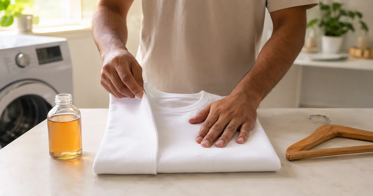 How to wash and care for oversized T-shirts — cold wash air dry fold guide by Essential Basics India