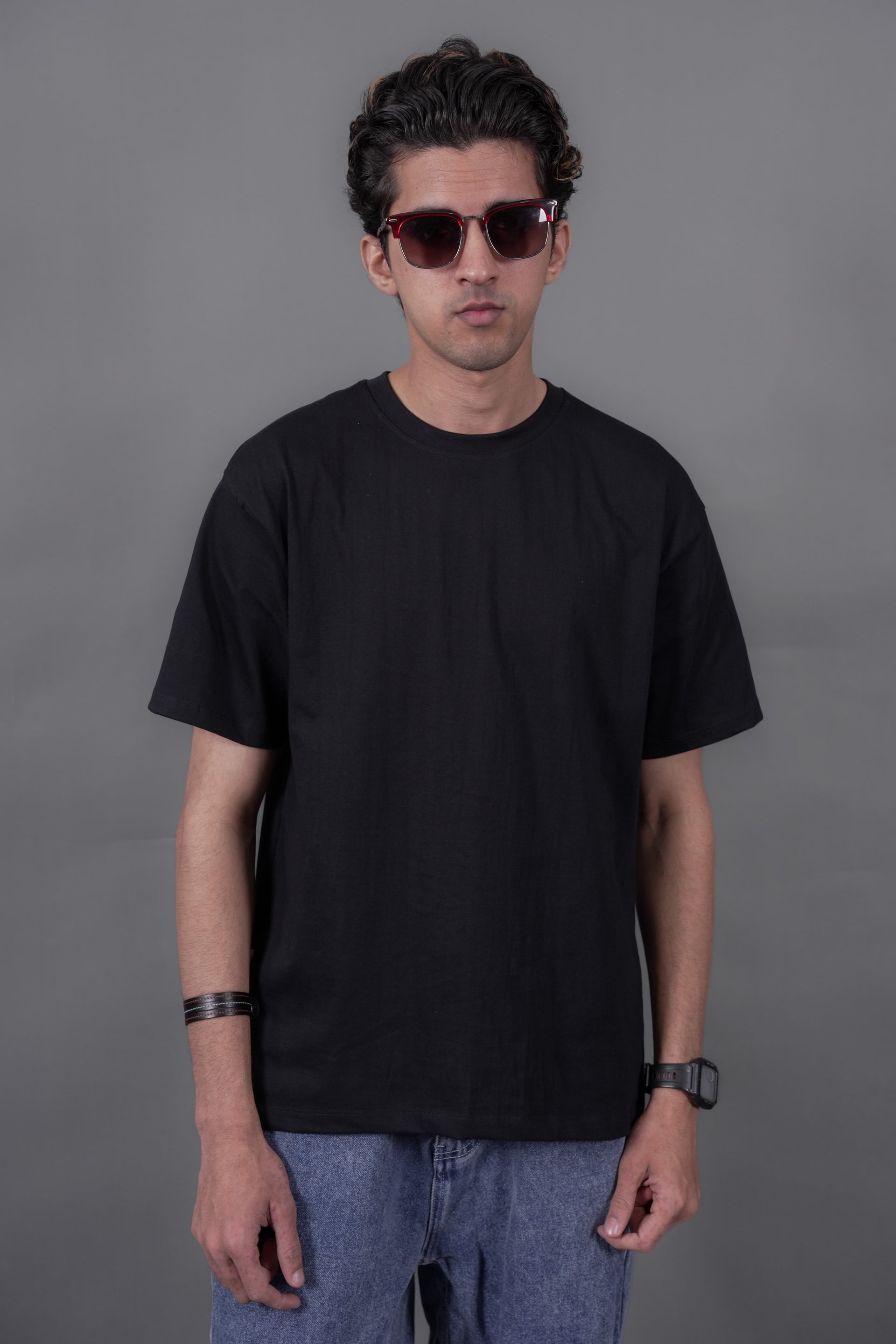 Black Oversized T-Shirt — Premium 210 GSM Super Combed Cotton