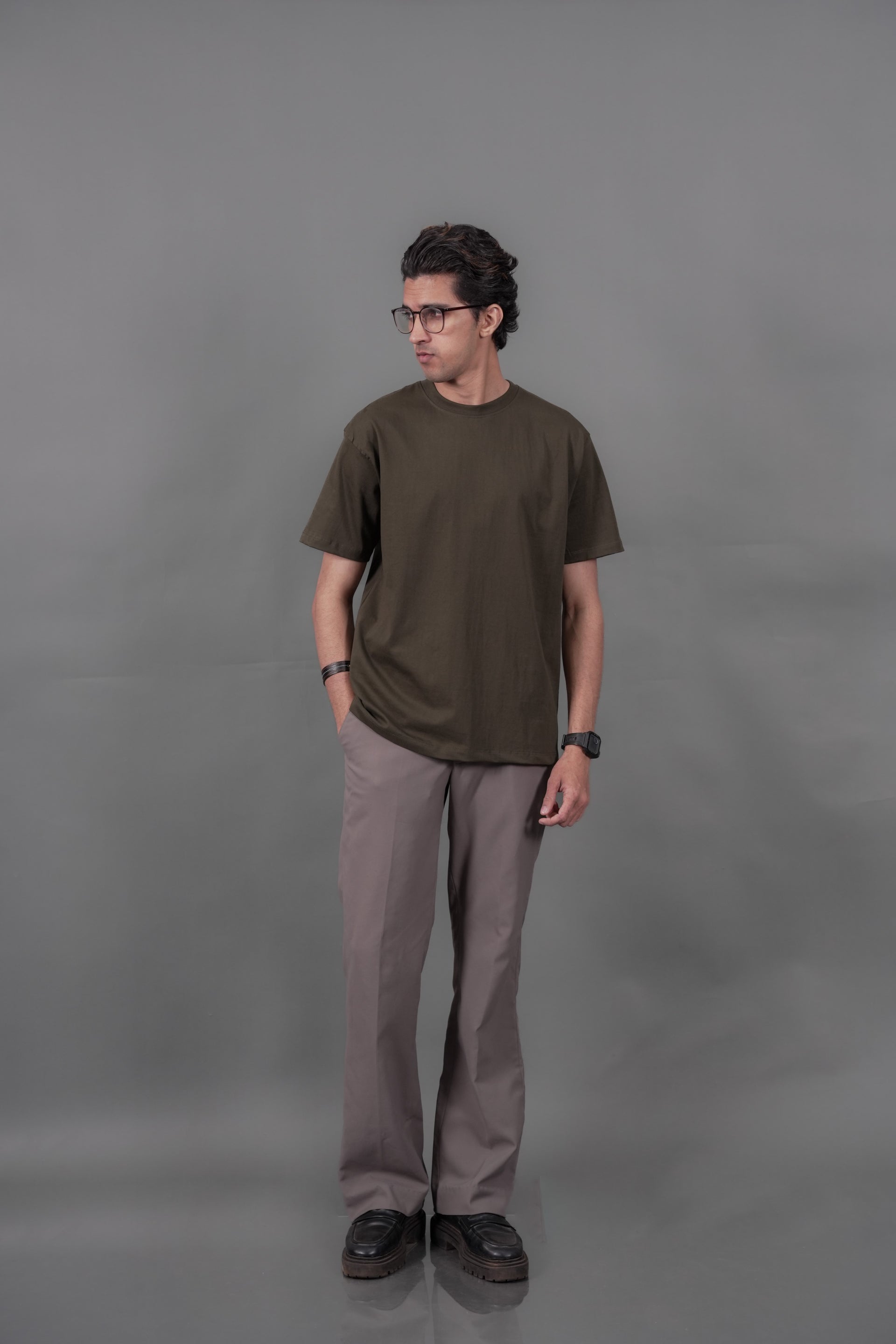 Olive Green Oversized T-Shirt — Earthy Tone, Premium Cotton