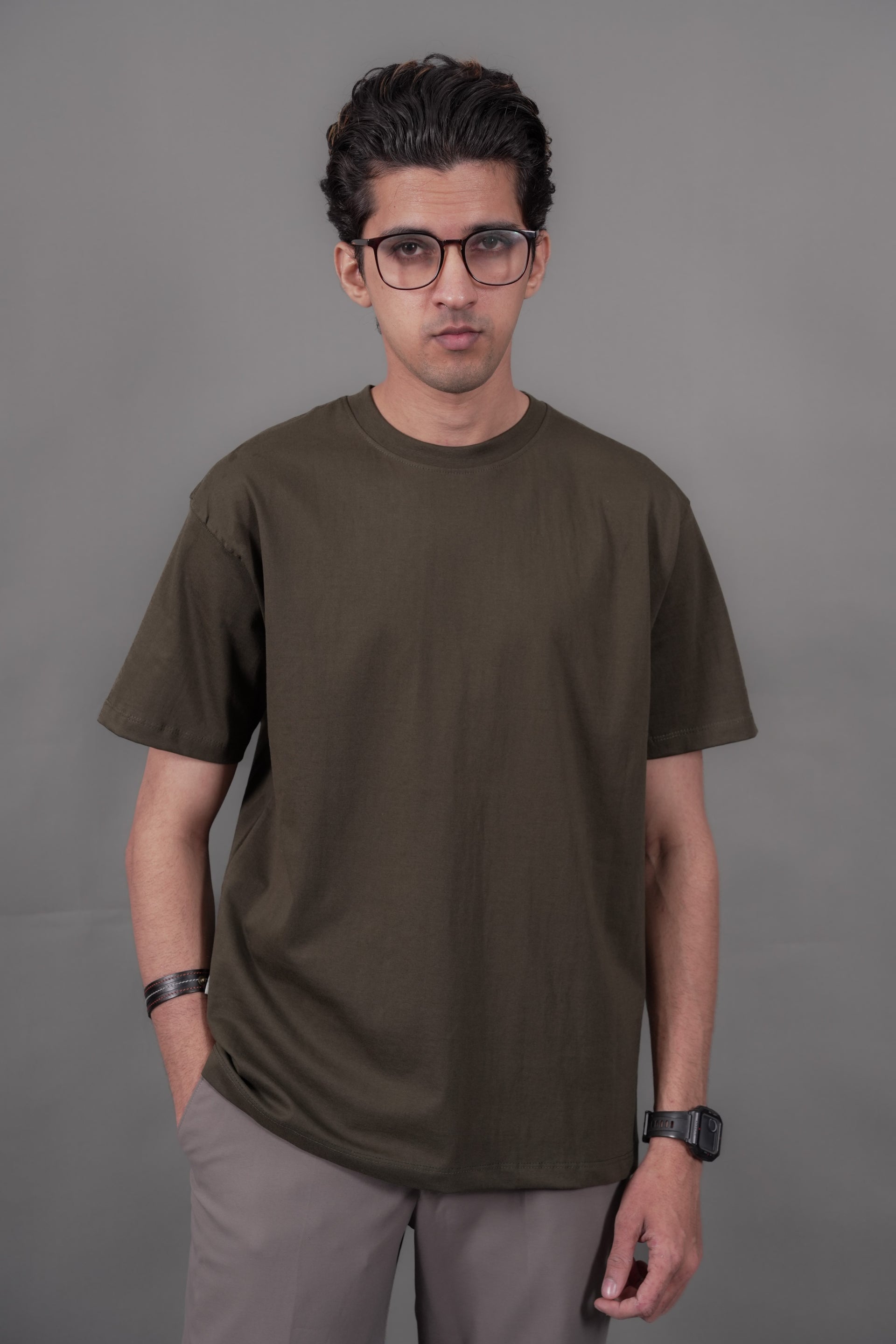 Olive Green Oversized Tee | 210 GSM Super Combed Cotton