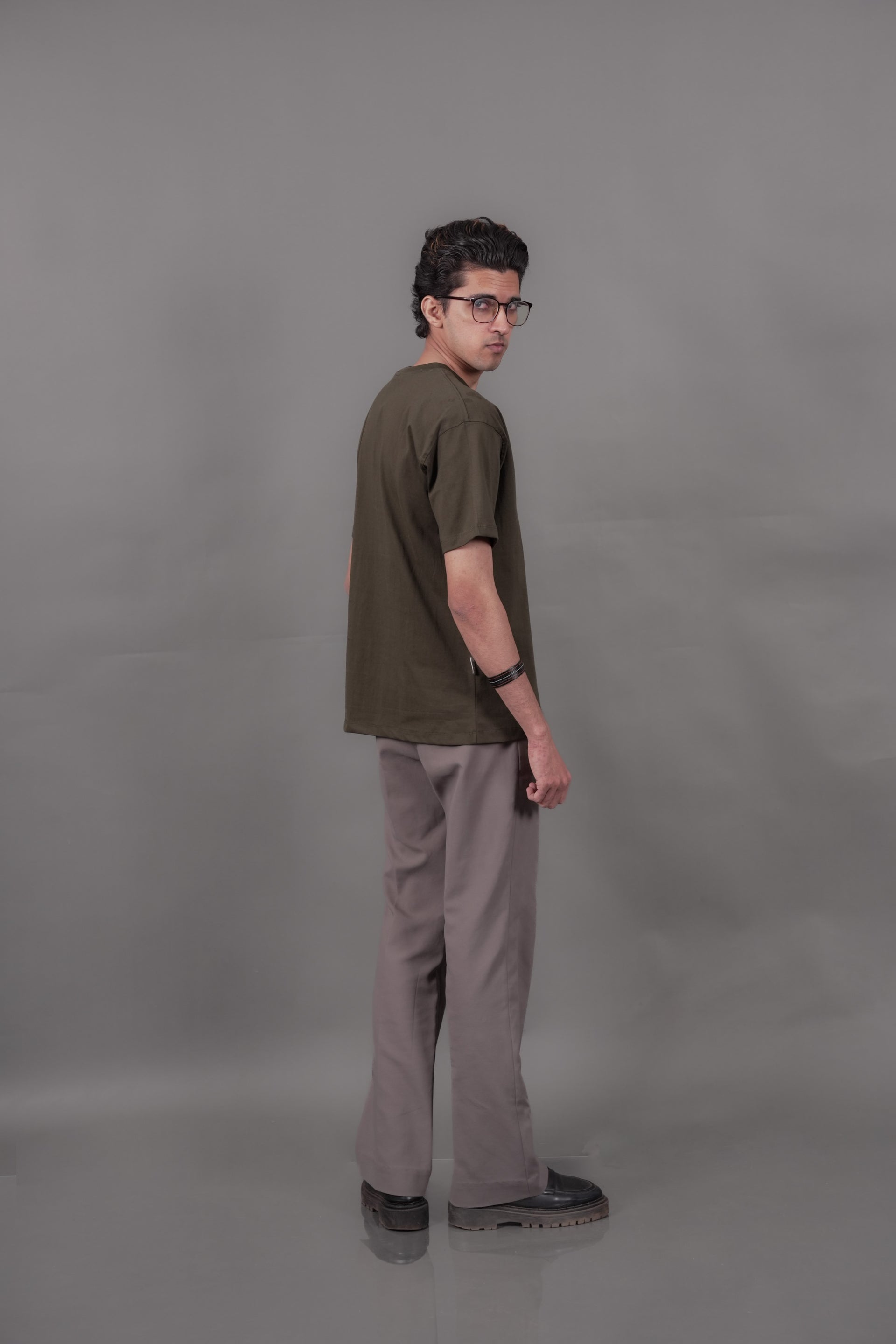 Olive Green Oversized T-Shirt — Earthy Tone, Premium Cotton